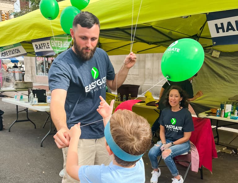 Volunteers serving
